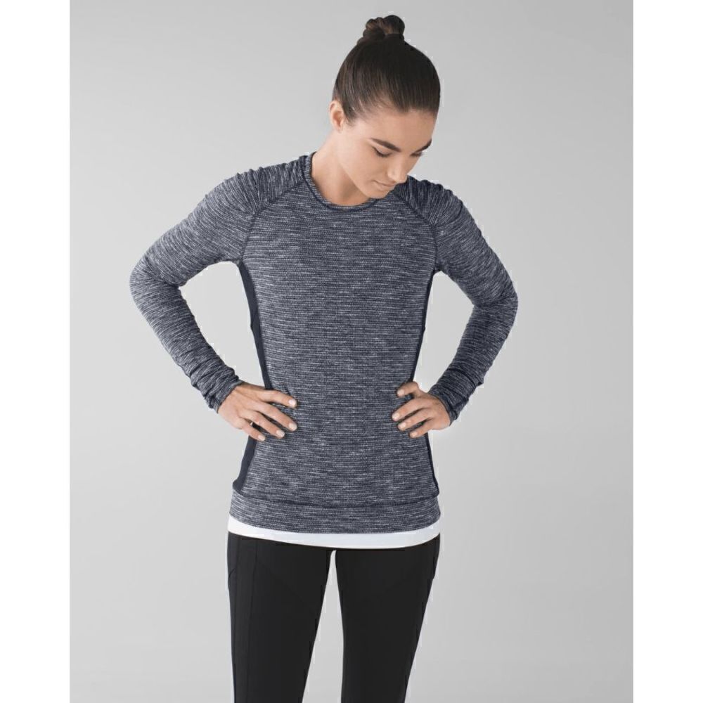 Lululemon Think Fast Long Sleeve Coco Pique Black / Black size 6 thumbholes